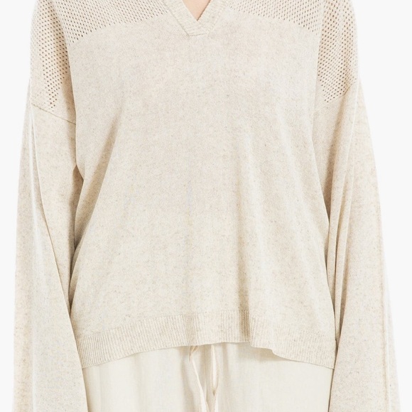 Max Studio Tops - Max Studio Cream V-Neck Sweatshirt